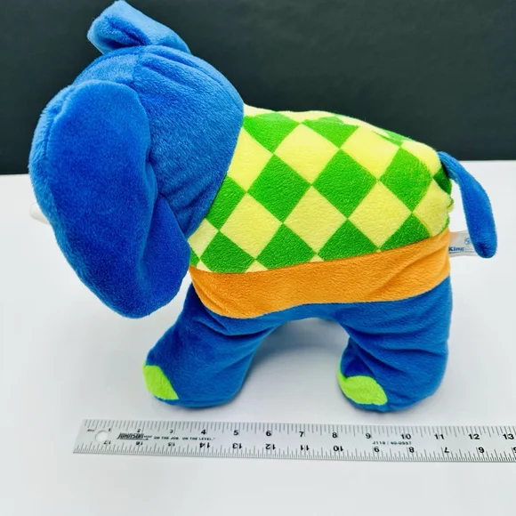 King Plush Elephant Blue Green 11” Stuffed Animal Animated Soft Cuddly - Picture 10 of 11